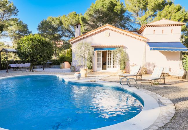 Swimming pool with garden furniture Big pool