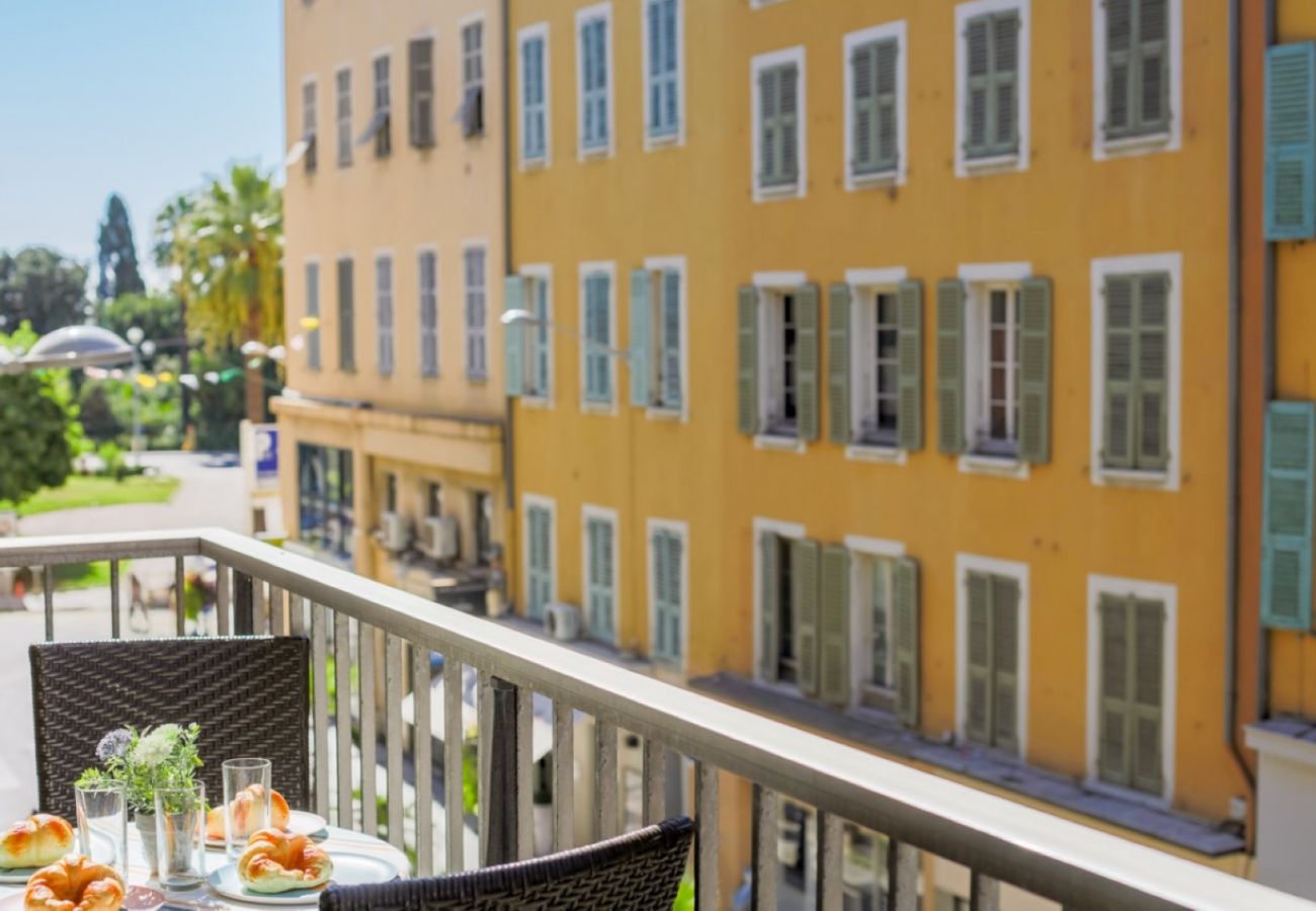 Balcony with table and chairs