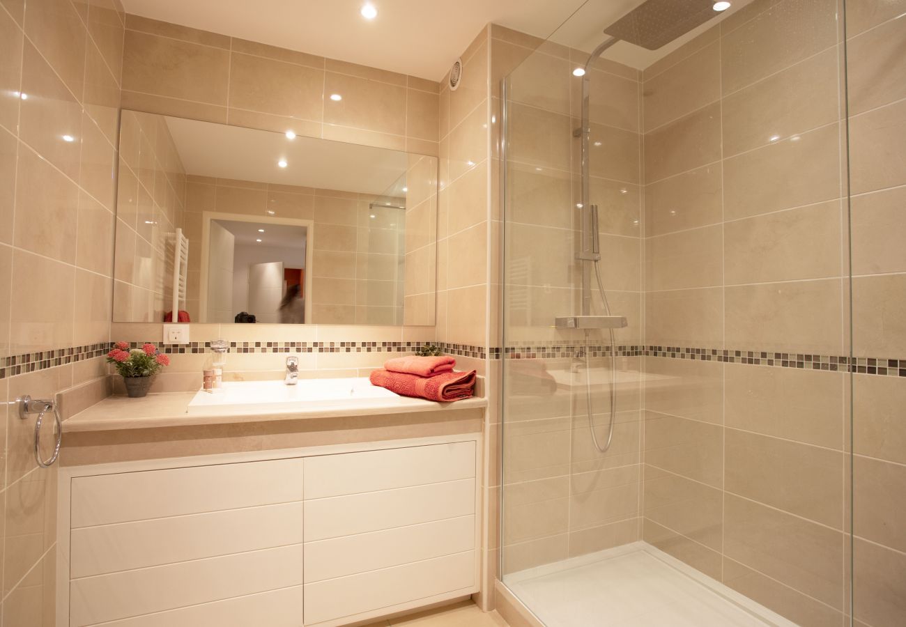 Bathroom with large shower