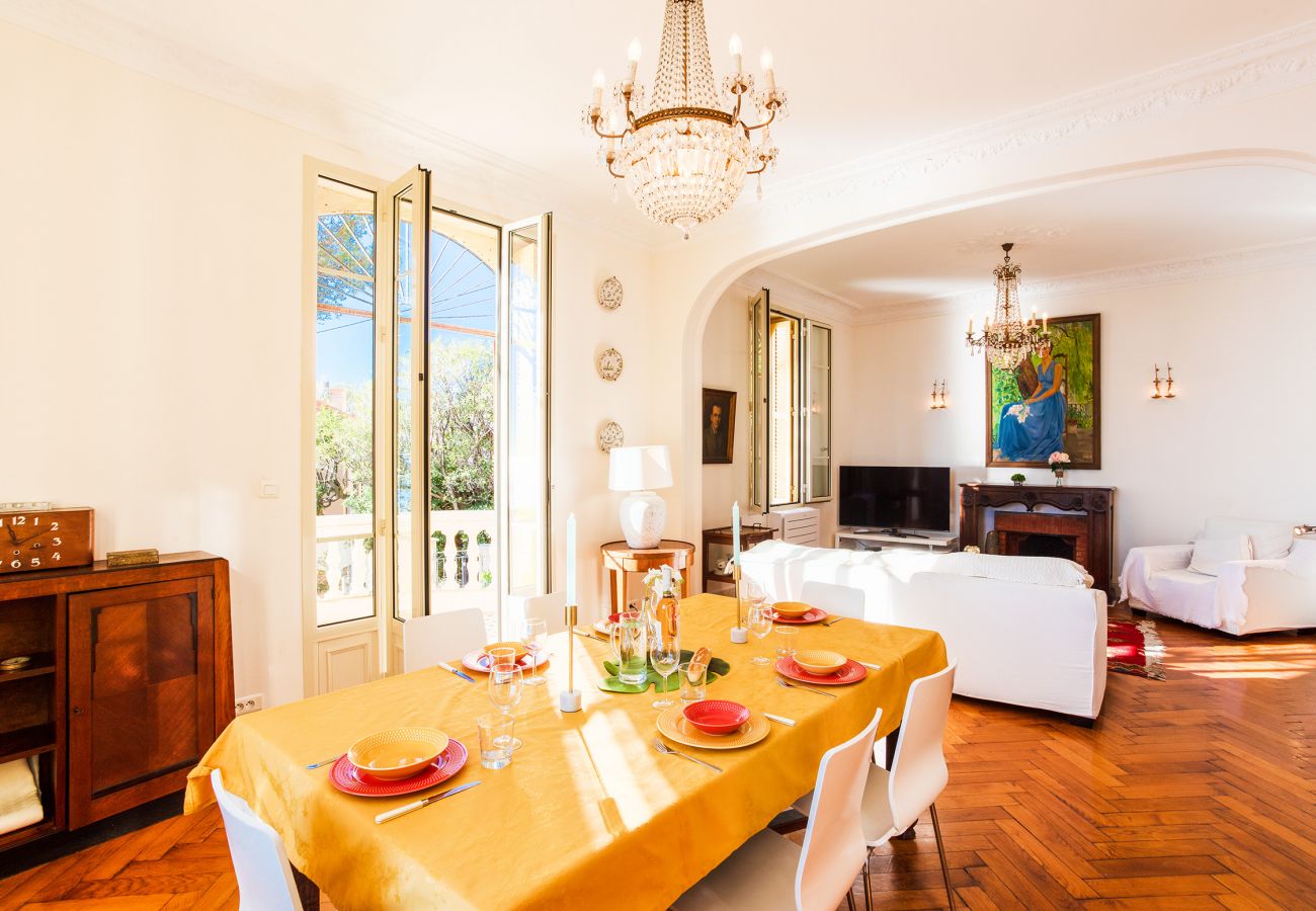 The bright dining room
