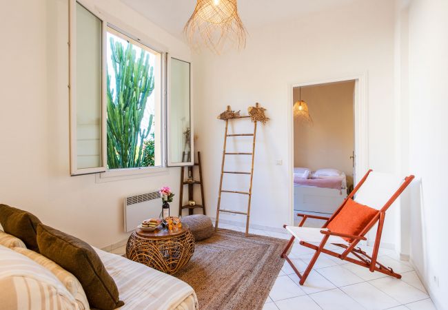 Living room with green view