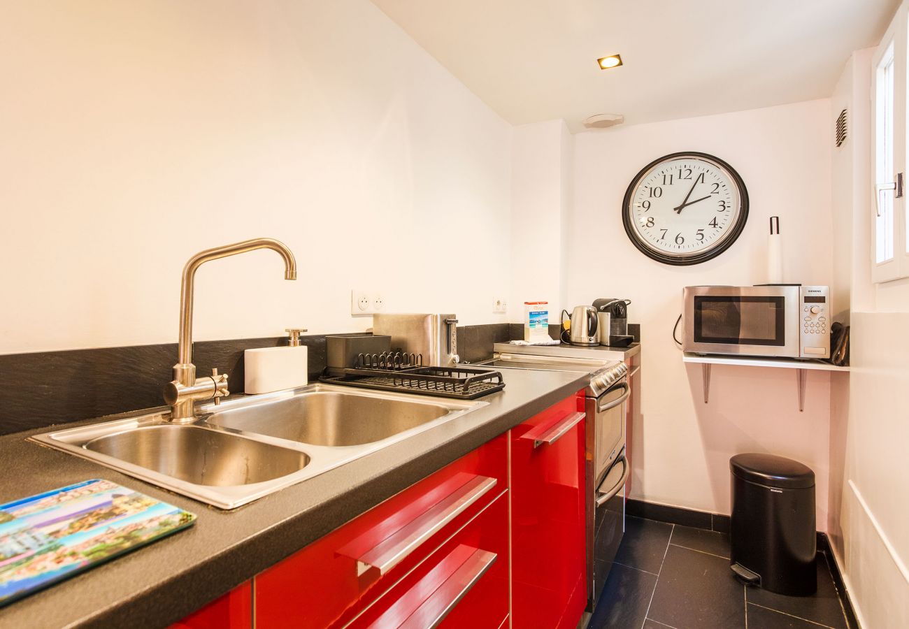 kitchen open to the living room